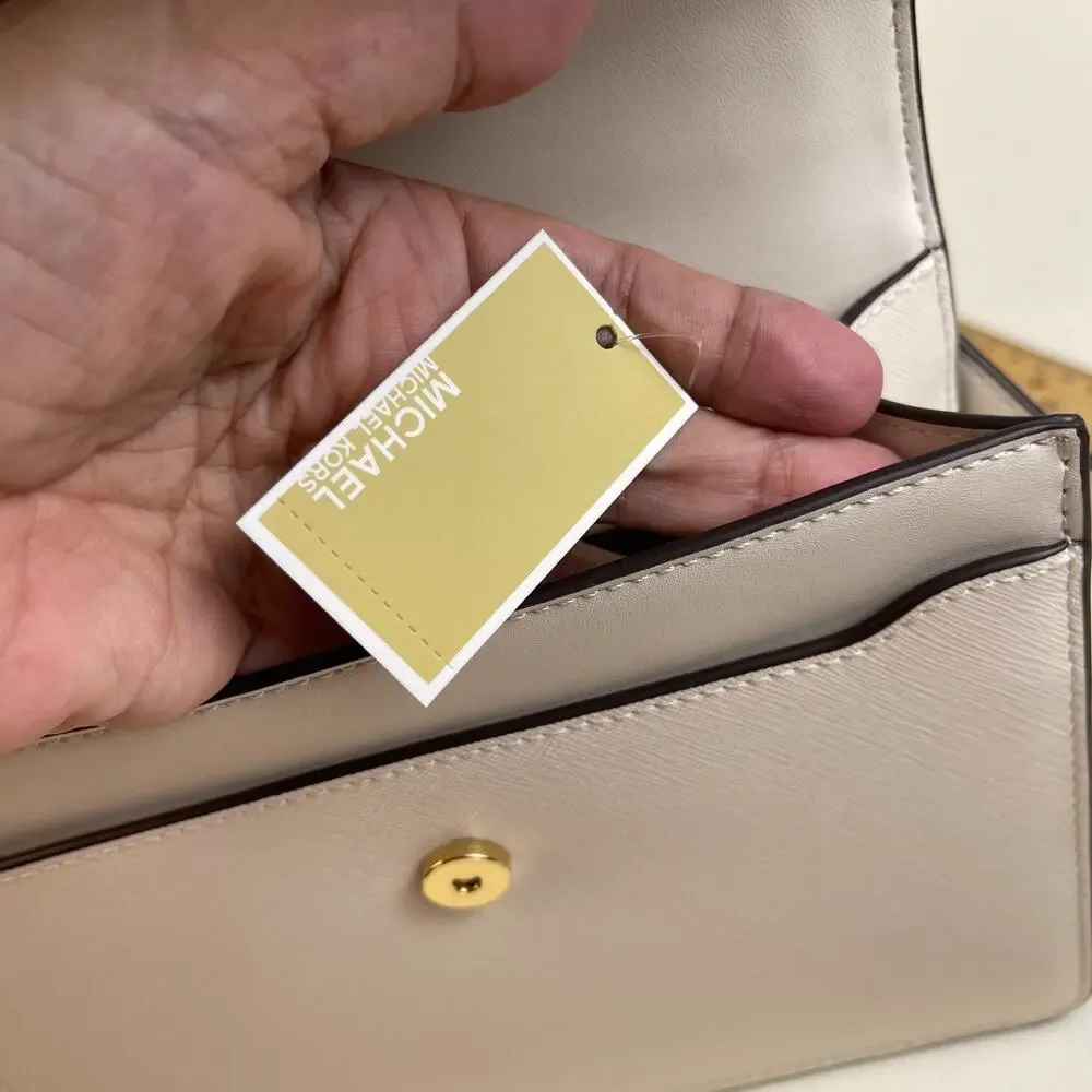 Michael Kors Greenwich Small Floral Applique Flap Crossbody Cream NWT $458